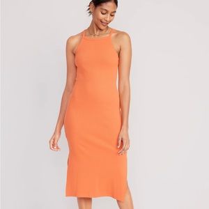 NWT old navy salmon cotton high neck midi dress